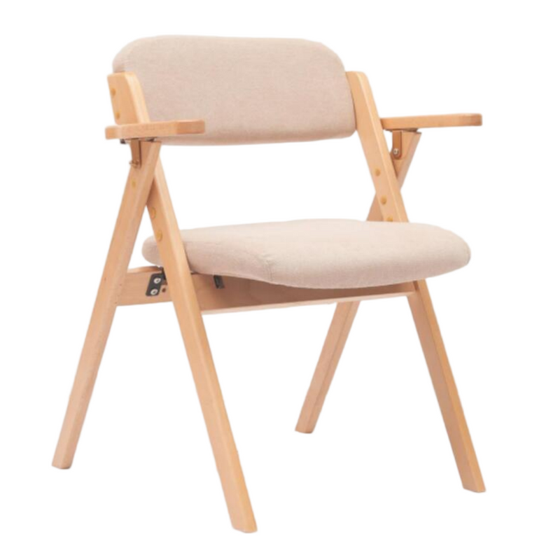 Modern Design Teak Wood Dining Chair Upholstered Seat Backrest Folding Armrests Natural Wood Chairs(ZG16-102)