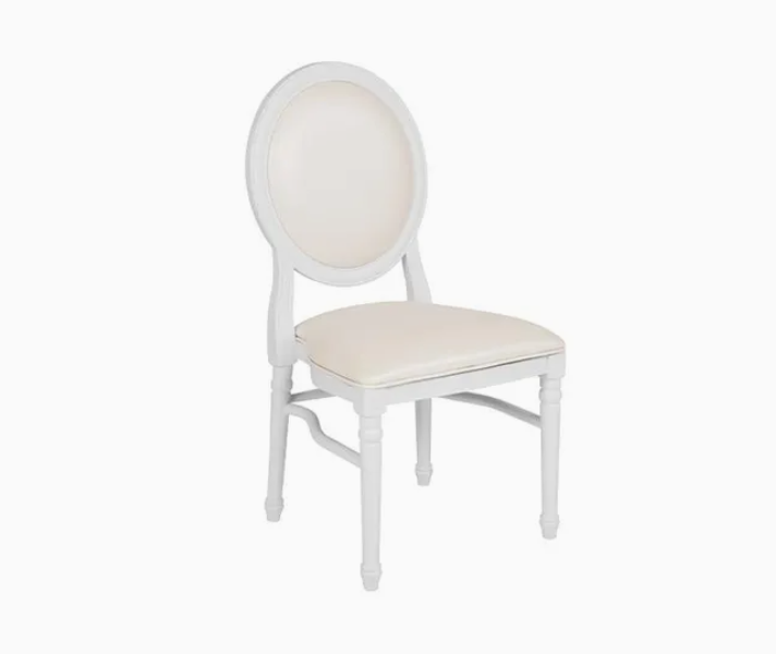 Anji ZG Manufacturer Premium Solid Wood Wedding Button Padded Back Stackable Louis Chair for Hotel Dining Restaurant Event Rental (ZG16-066C-V)