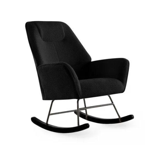 Teddy Fabric and Rocking Wood Metal Leg With Rubber Wood Accent Chairs(ZG31-009)