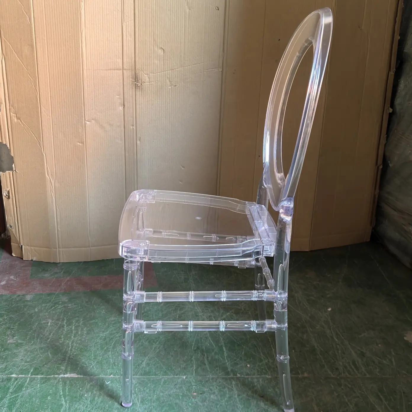 Moon Nordic Outdoor Household Wedding Event Plastic Crystal Acrylic PC Transparent Dining O Back Chair ZG50-018