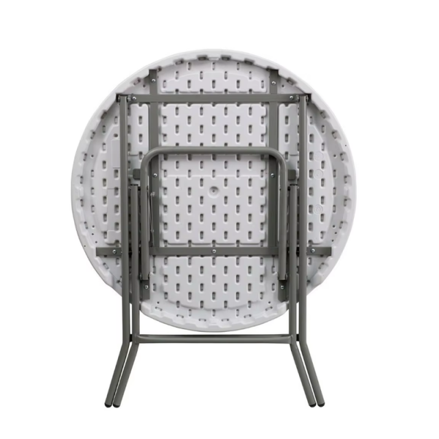 Outdoor Portable 32'' Plastic Folding Round Table Granite White Moisture Proof Finish