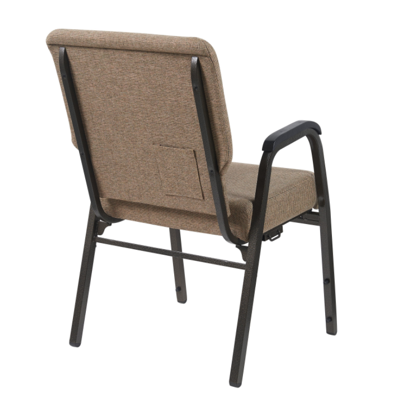 Wholesale Cheap Stackable 20.5'' Wide Metal Mix Tan Church Chair with Armrest for Auditorium Worship(ZG13-009)