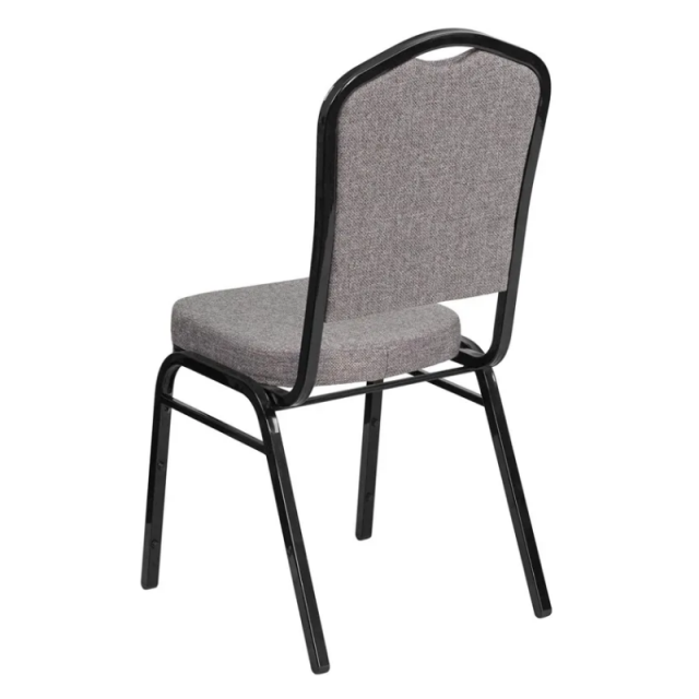 Anji Zhenguan Stackable Gray Fabric Black Frame Premium Crown Back Metal Banquet Chair(ZG10-008)