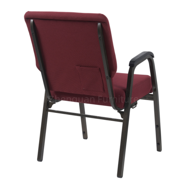 Anji Zhenguan 22 Inch Wide Stack Burgundy Fabric Stacking Church Chair Worship Chair with Armrest(ZG13-009)
