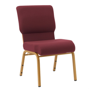 20.5 Inch Wide Burgundy Fabric Color Gold Vein Steel Frame Comfy Stackable Church Worship Auditorium Chair (ZG13-001)