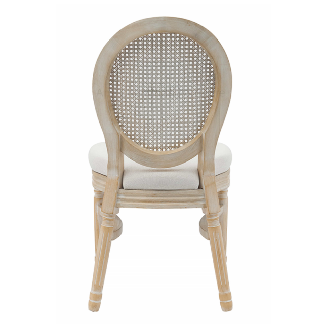 ZG Manufacturer Rubber Solid Wood Stackable Rattan Back Dining Louis Chair for Wedding Dining Event (ZG16-023)