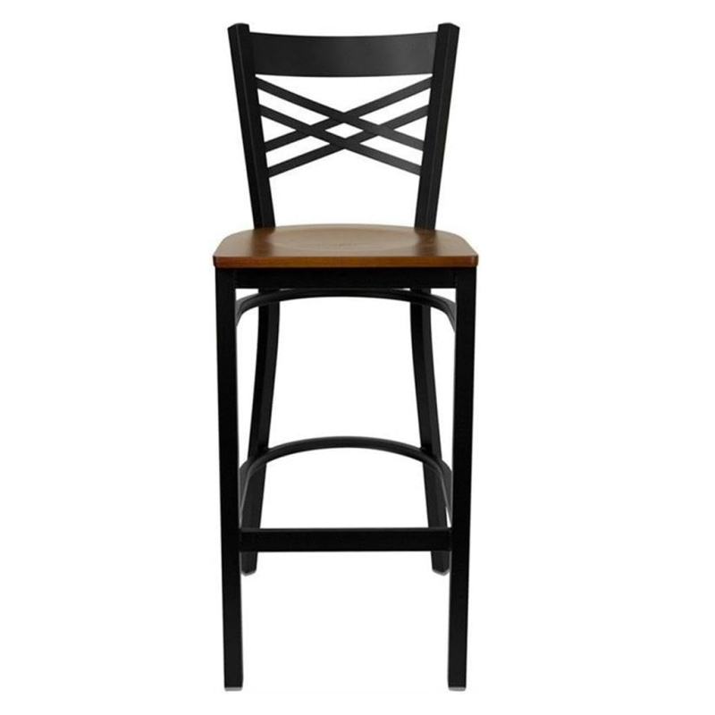 Zhenguan Restaurant Dining Plywood Cross Back Bar Stool Bar Chair with Plywood Seat (ZG21-073)