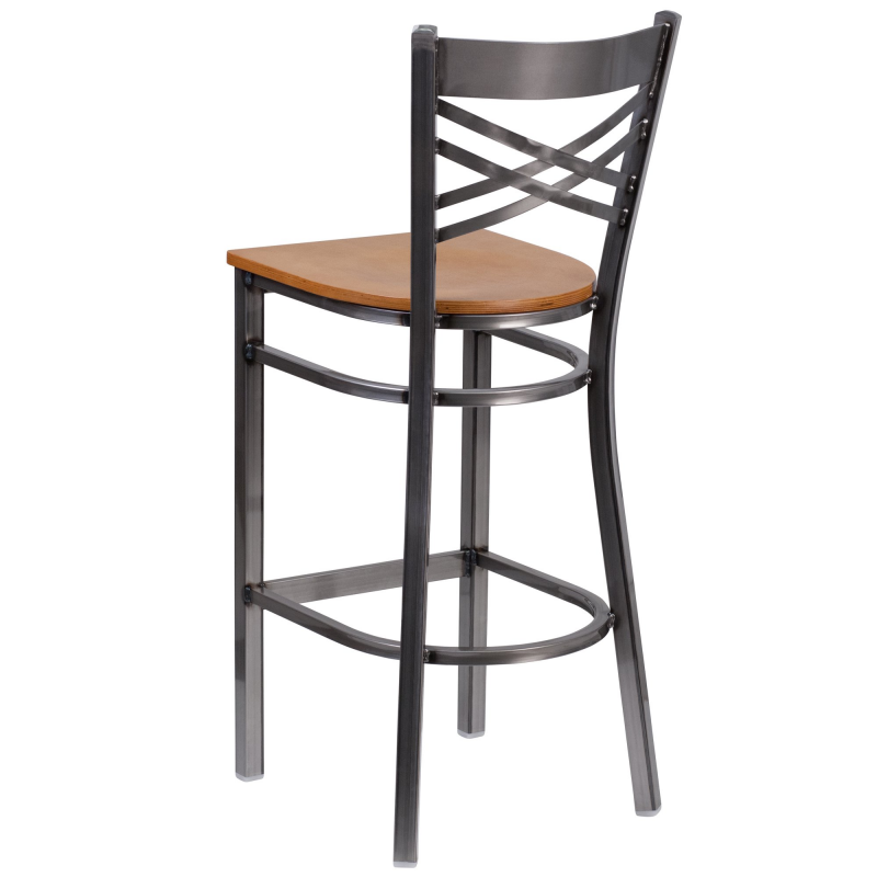 Zhenguan Restaurant Dining Plywood Cross Back Bar Stool Bar Chair with Plywood Seat (ZG21-073)