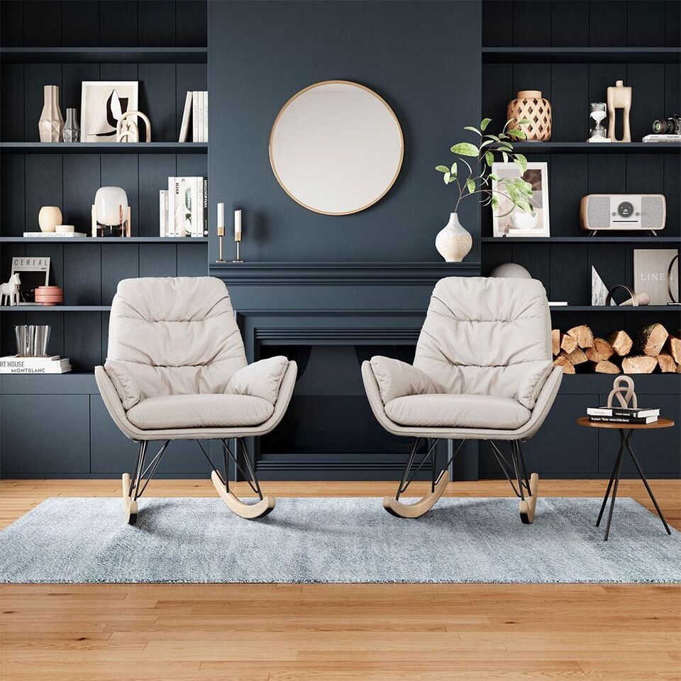 Nordic Hot Sale Living Room Soft Relax Chair High Back Seating Rocking Chair(ZG31-006)