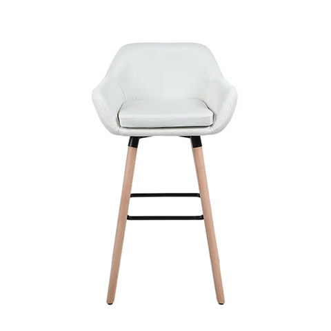 Hot Selling High Quality Modern Cafe Banquet Dining Chair Solid Wood PU Leather Bar Stool Bar Chair with Armrest (ZG25-019)