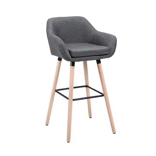 Hot Selling High Quality Modern Cafe Banquet Dining Chair Solid Wood PU Leather Bar Stool Bar Chair with Armrest (ZG25-019)