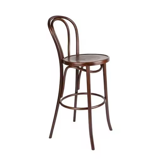 Hot Selling High Quality Modern Cafe Banquet Dining Chair Solid Wooden Stool Thonet Bar Rattan Chair (ZG25-001)