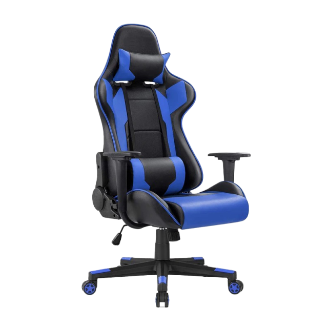 Adjustable Height Reclining Back Lumbar Cushion Gaming Chair with Leather Fabric Strong and Durable(ZG27-055)
