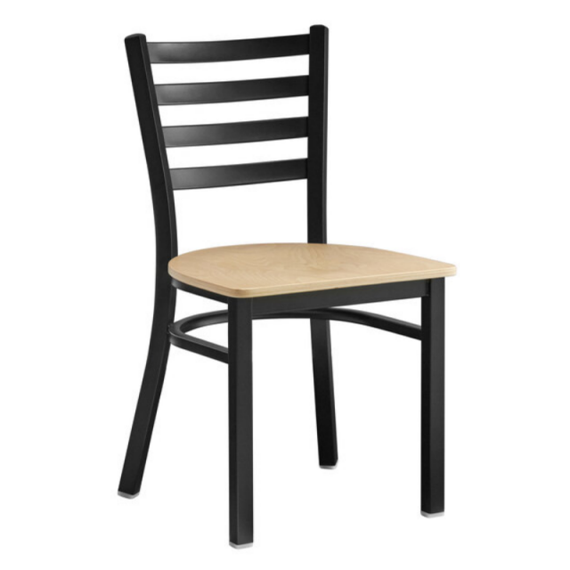 Metal Ladder Back Dining Restaurant Kitchen Chair with Wood Seat(ZG23-109)