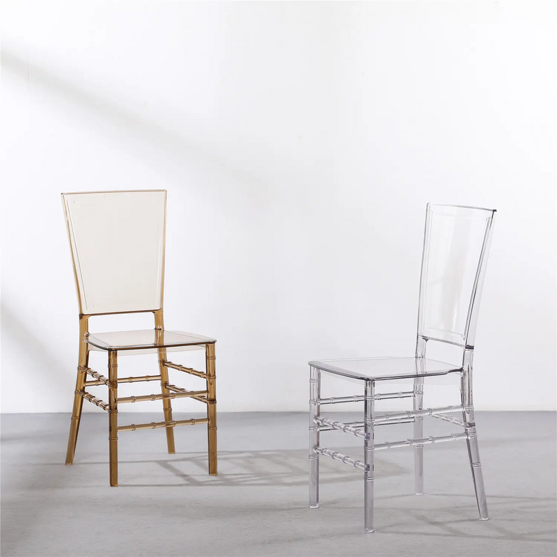 Modern Stackable Clear Acrylic Plastic PC Crystal Chiavari Square Transparent Chair for Wedding Events Party Banquet Cafe(ZG50-016)