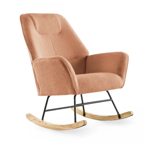 Teddy Fabric and Rocking Wood Metal Leg With Rubber Wood Accent Chairs(ZG31-009)