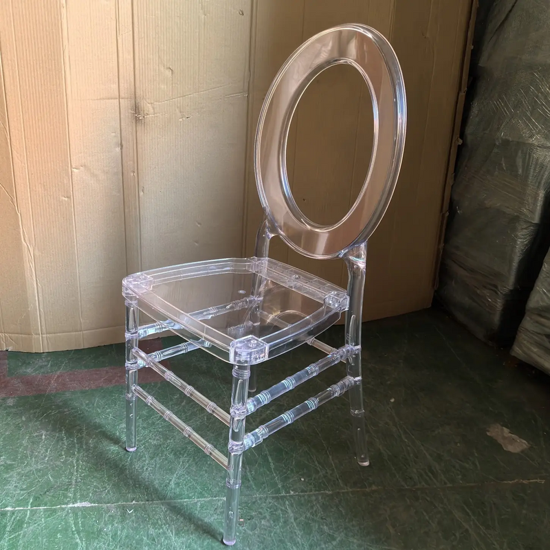 Moon Nordic Outdoor Household Wedding Event Plastic Crystal Acrylic PC Transparent Dining O Back Chair ZG50-018