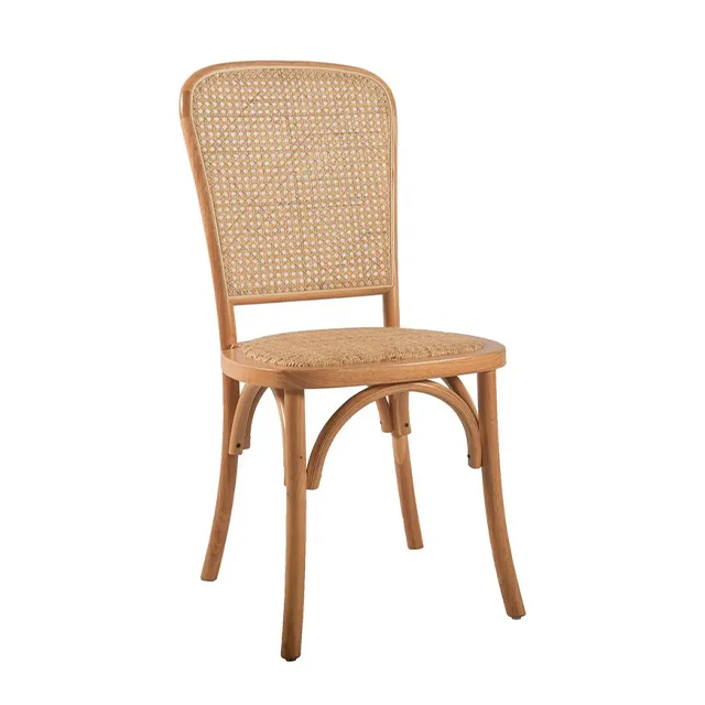 Anji Zhenguan Antique Solid Wood Dining Chair Stacking Square Cane Back Wood Chair for Wedding(ZG16-089)