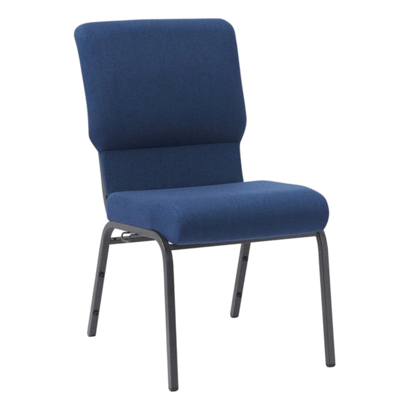 18.5 Inch Wide Black Steel Frame Black Fabric Stackable Church Worship Auditorium Chair with Cut-Away Back (ZG13-002)