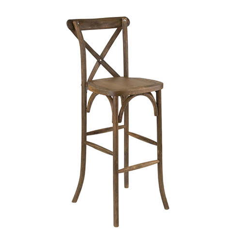 Wholesale China Antique Style Rattan Seat Wood Restaurant Cross Back Bar Chair(ZG25-003)