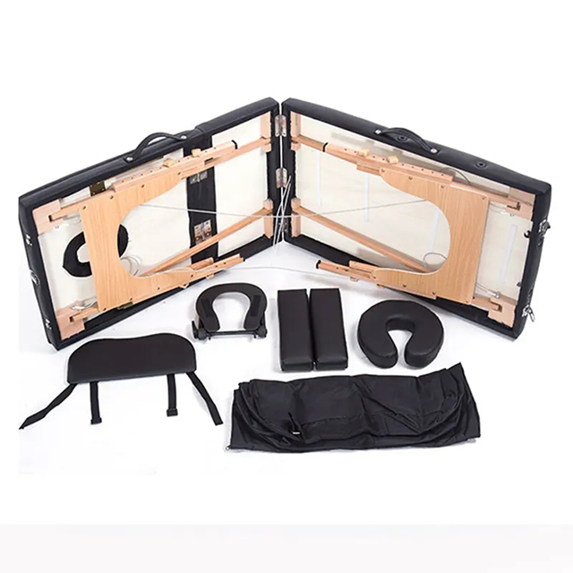 Foldable 3 Section Wooden Massage Bed Right Angle Leather Equipment Furniture Table for Beauty,Salon (ZG28-005)