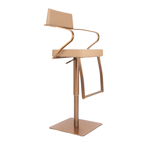 Top Quality Faux Leather Padded Barstool Rose Gold Chrome Base/Footrest Counter Height Chair ZG18-055