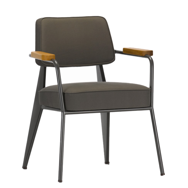 Factory Directly Wholesale Armrest Accent Brown Leather Dining Chair Metal Tolix Industrial Bistro Dining Chair (ZG23-007)