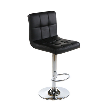 Beige Leatherette Bar Stool Counter Height Adjustable Chair in Chrome