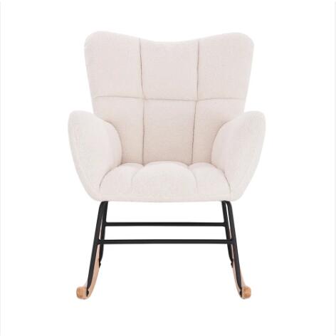 Teddy Fabric Tufted Upholstered Rocker Chair Bedroom Lounge Armchair (ZG31-002)