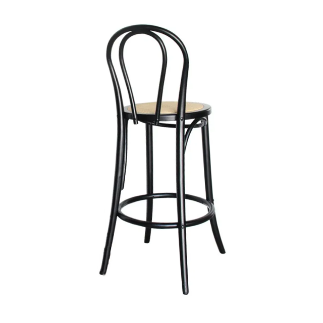 Hot Selling High Quality Modern Cafe Banquet Dining Chair Solid Wooden Stool Thonet Bar Rattan Chair (ZG25-001)