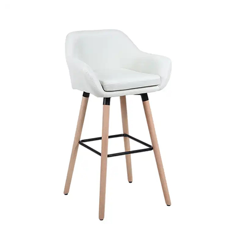 Hot Selling High Quality Modern Cafe Banquet Dining Chair Solid Wood PU Leather Bar Stool Bar Chair with Armrest (ZG25-019)