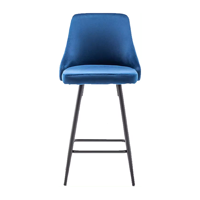 Home Furniture Modern Design Velvet Stools High Bar Counter Chair With Metal Legs(ZG21-015)