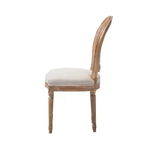 Natural Color Louis Wood Chairs Armless Oval Rattan Back Chair with Upholstered Seat ZG16-023