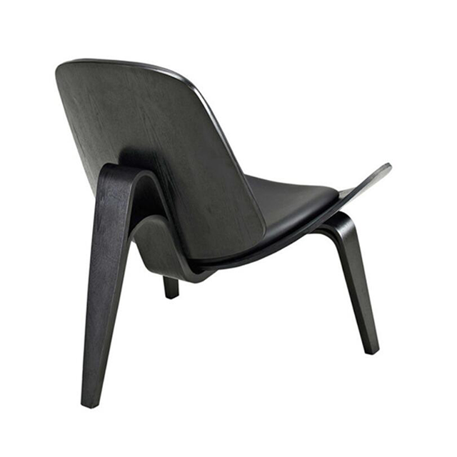 Wholesale Curved Furniture Modern Nordic Three-legged Shell Shaped Wood Lounge Chair(ZG19-017)