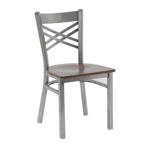 Metal "X" Back Dining Restaurant Kitchen Cafe Dining Chair with Wood Seat (ZG23-110)