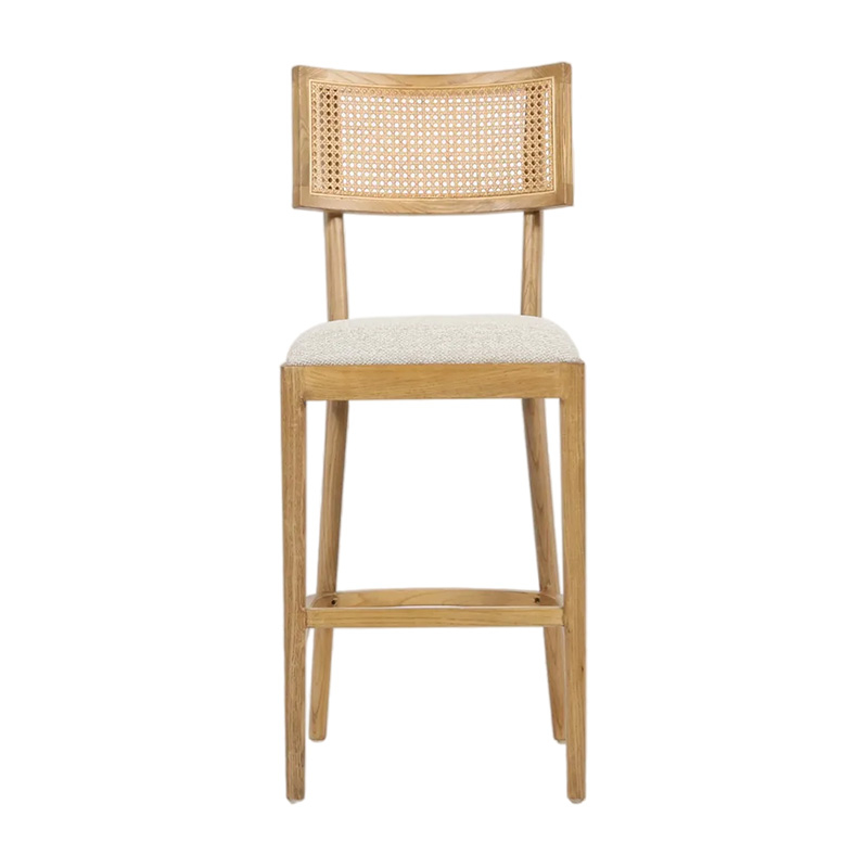 Nordic Design Minimalist Rattan Back Solid Wood Bar Chair Armless Leisure Bar Stools(ZG25-038)