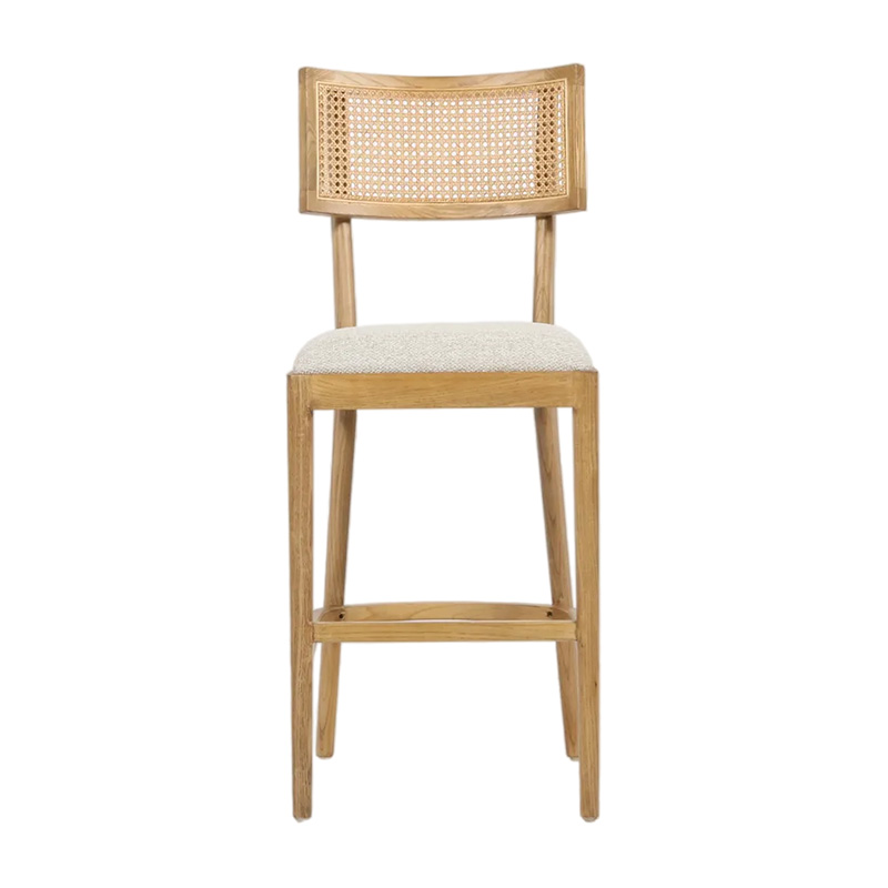 Nordic Design Minimalist Rattan Back Solid Wood Bar Chair Armless Leisure Bar Stools(ZG25-038)