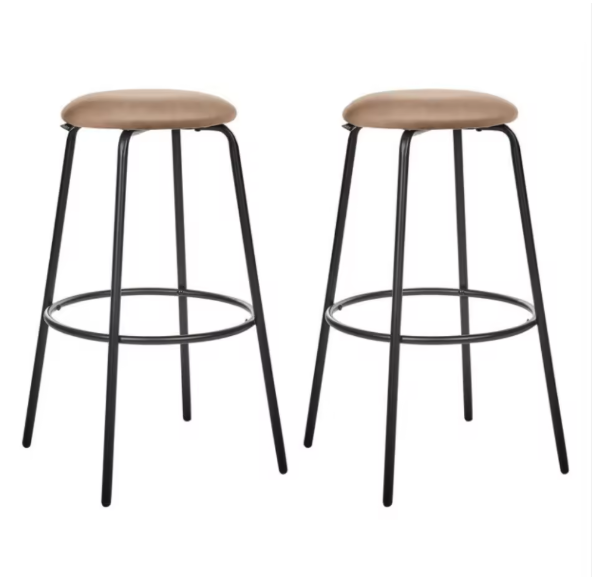 Edit Restaurant Cafe Counter Height Set of 2 Velvet Upholstered Bar Stool with Black Metal Legs ZG21-070