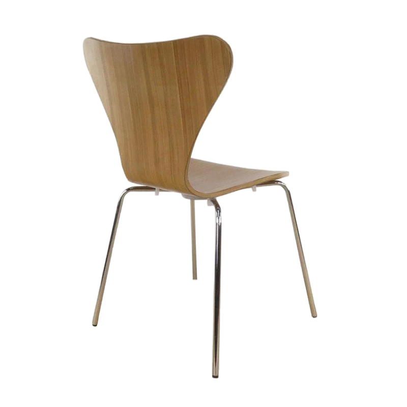 Simple Walnut Plywood and Metal Frame Dining Chair(ZG23-102)