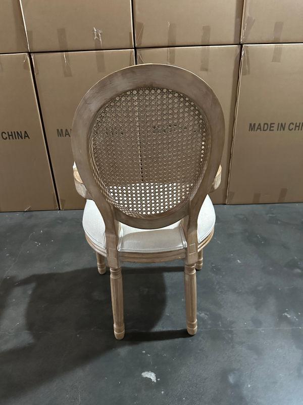 Furniture French Design Fabric Seat Rattan Cane Back Louis Event Wedding Dining Louis Chair Weddings(ZG16-065A)