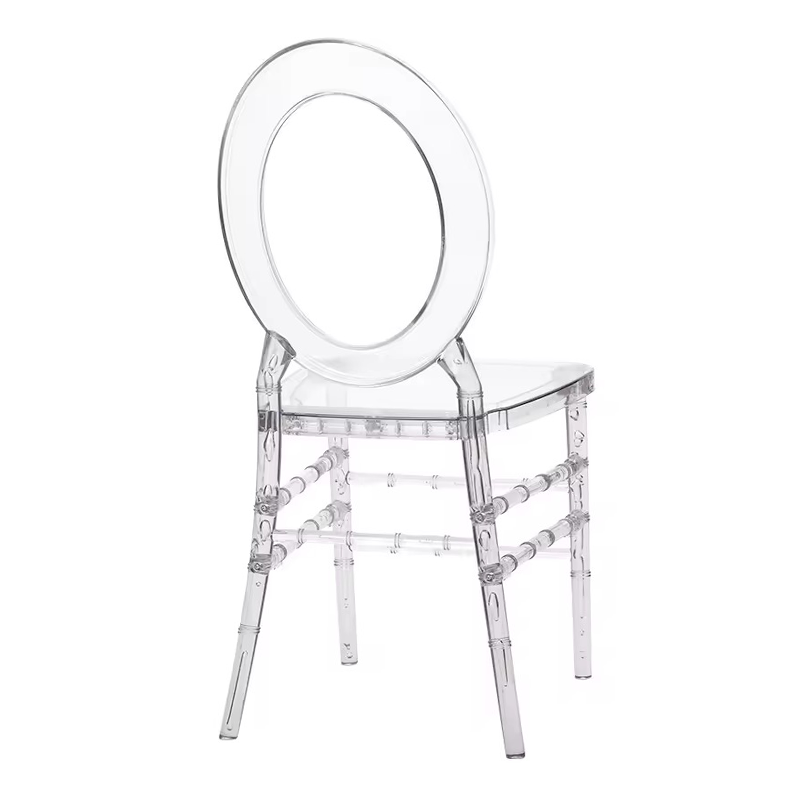 Moon Nordic Outdoor Household Wedding Event Plastic Crystal Acrylic PC Transparent Dining O Back Chair ZG50-018