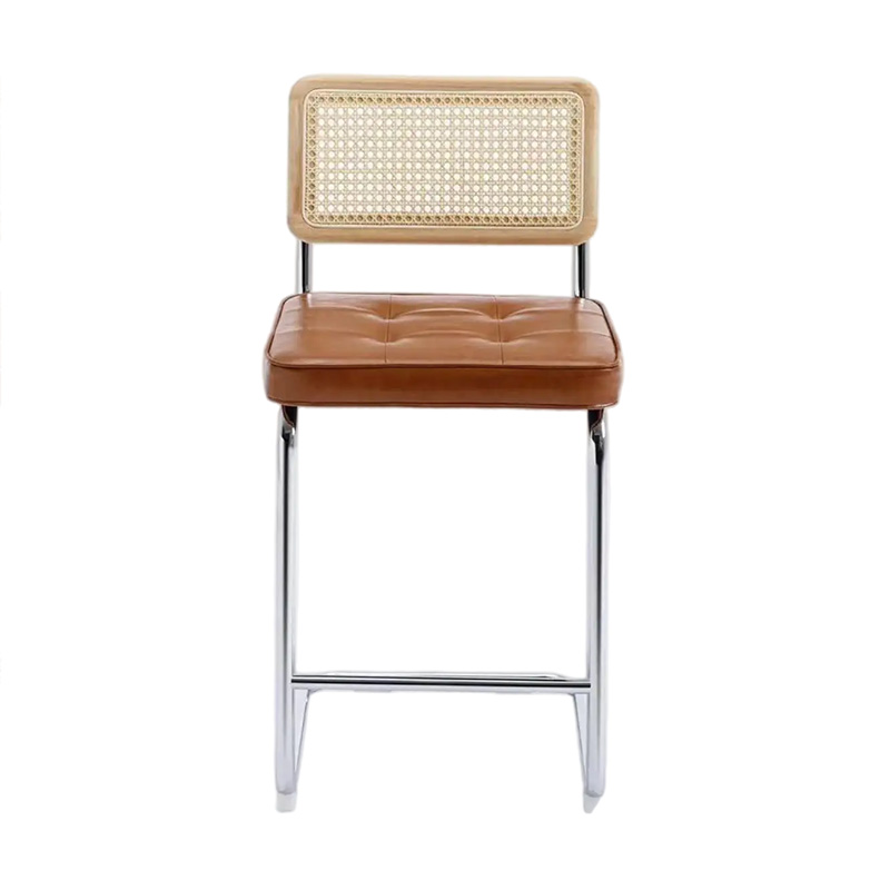 Back Support Modern Makeup Chair Cane Rattan Back Restaurant Chair with Kneeling Legs(ZG23-081)