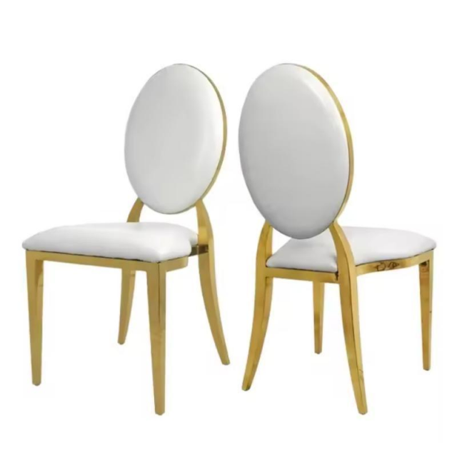 Hot Sale Metal Stackable Banquet Chair Wedding Chairs with Glod Stainless Steel Frame(ZG50-008)