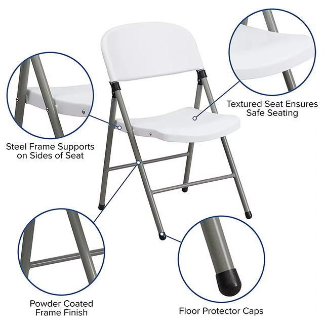 Leisure Outdoor Wedding Banquet Restaurant Hotel Garden Furniture White Plastic Folding Chair(ZG26-016)