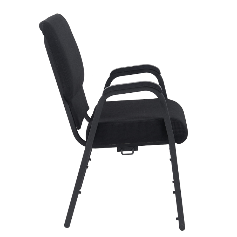 Wholesale Cheap Stackable 20.5'' Wide Metal Black Church Chair with Armrest for Auditorium Worship(ZG13-009)