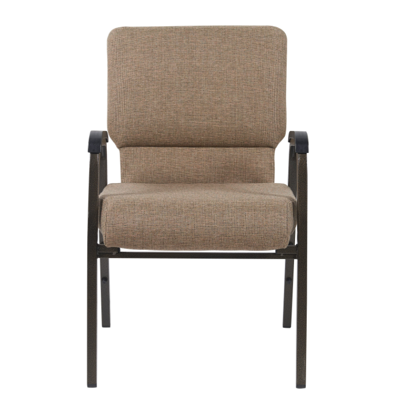 Wholesale Cheap Stackable 20.5'' Wide Metal Mix Tan Church Chair with Armrest for Auditorium Worship(ZG13-009)