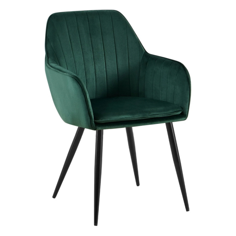 Modern Luxury Tufted Velvet Fabric Dining Green Armchair with Metal Legs(ZG23-033)