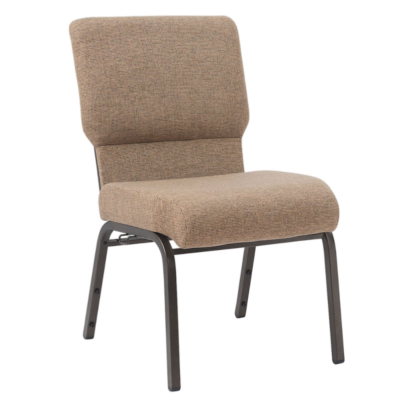 21′′ Wide Church Chair Comfy Stackable Chair in Gray Fabric and Black Frame (ZG13-005)