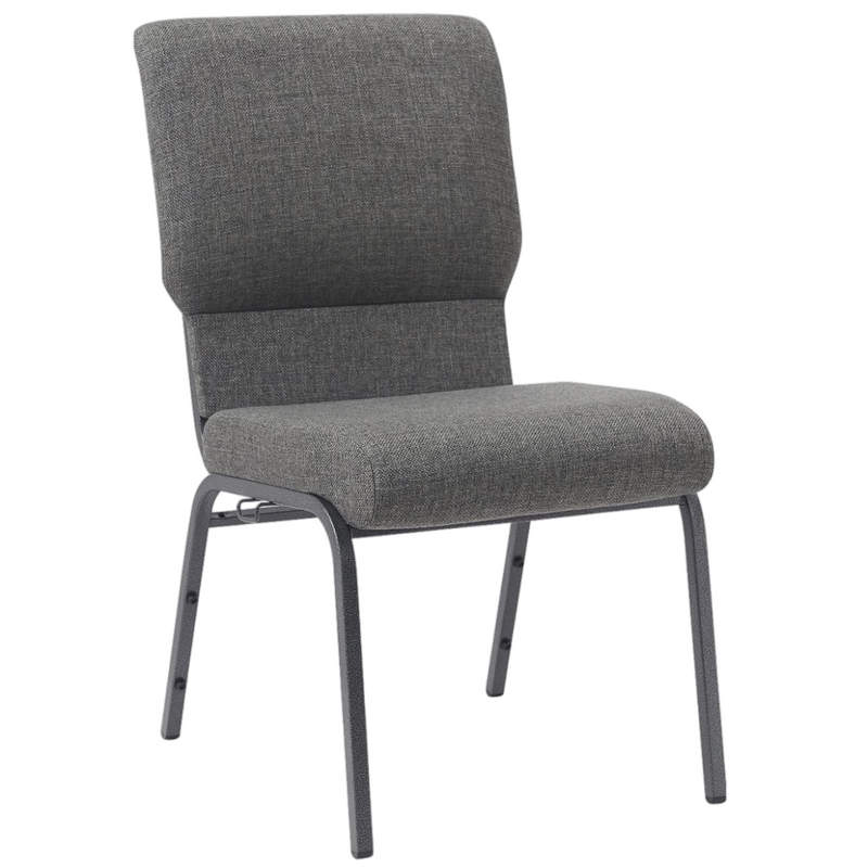 18.5 Inch Wide Black Steel Frame Black Fabric Stackable Church Worship Auditorium Chair with Cut-Away Back (ZG13-002)