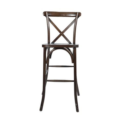 Wholesale China Antique Style Rattan Seat Wood Restaurant Cross Back Bar Chair(ZG25-003)
